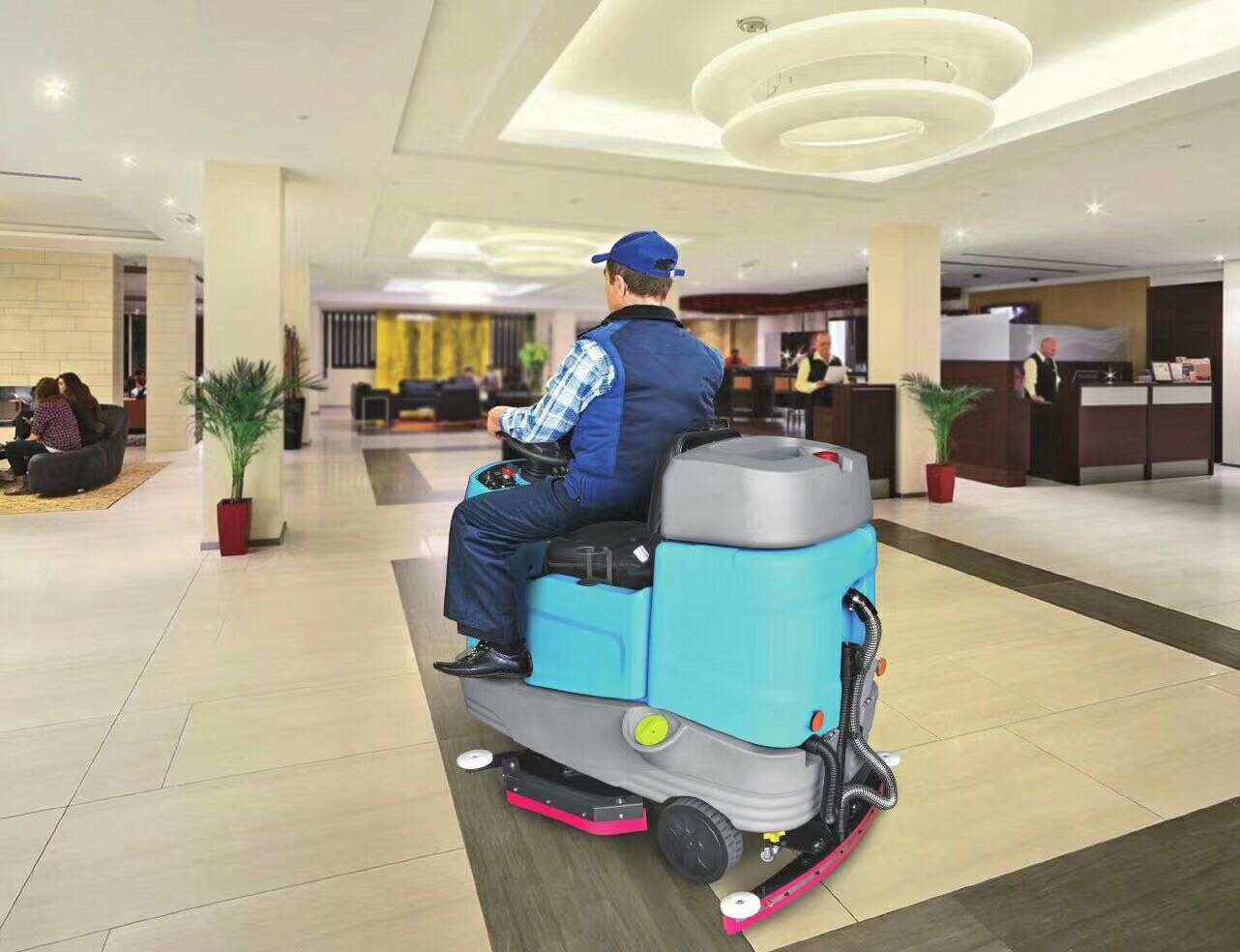 地下停車場環(huán)氧地坪清潔交給駕駛式洗地機(jī)